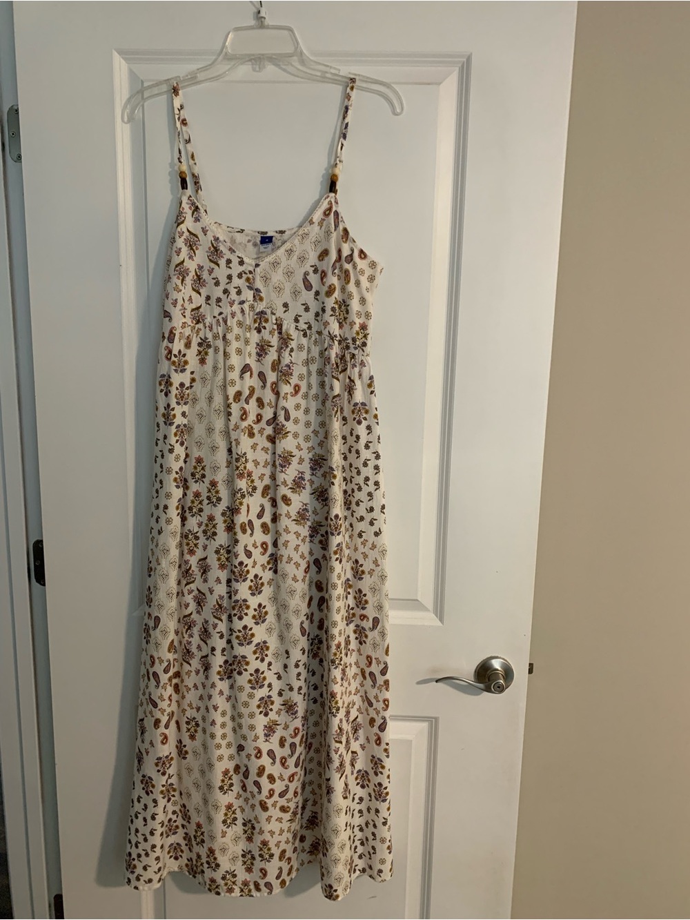 Old Navy Cream Maxi Dress with Brown & Tan Paisley Print